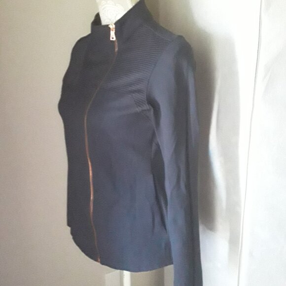 The Base Navy blue sweater with gold accents/zippers size M - Picture 1 of 11
